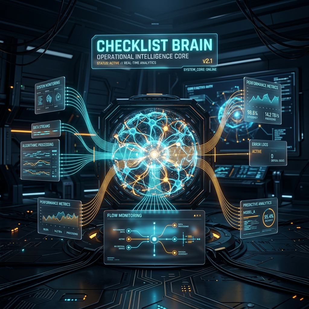 Checklist Brain: El núcleo de inteligencia operativa analizando patrones en tiempo real.