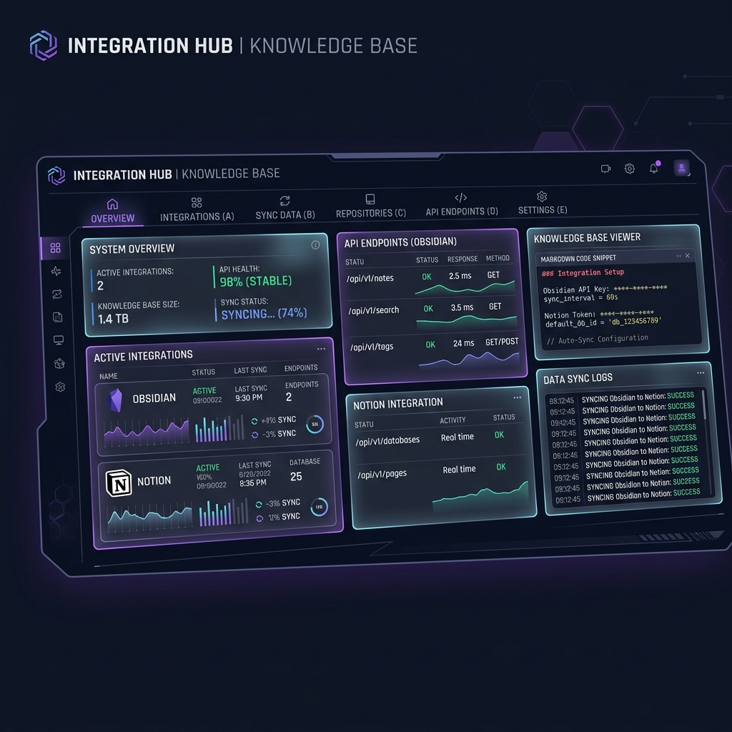 Ecosistema de Integración: Conectividad nativa con Obsidian, Notion y APIs externas.