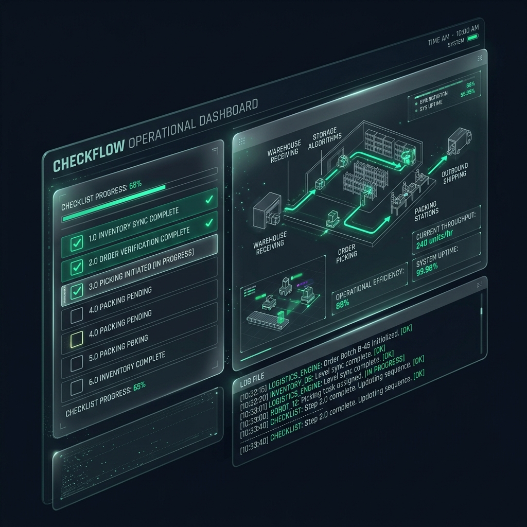 CheckFlow: Motor de ejecución de procesos tácticos y validación de estándares.